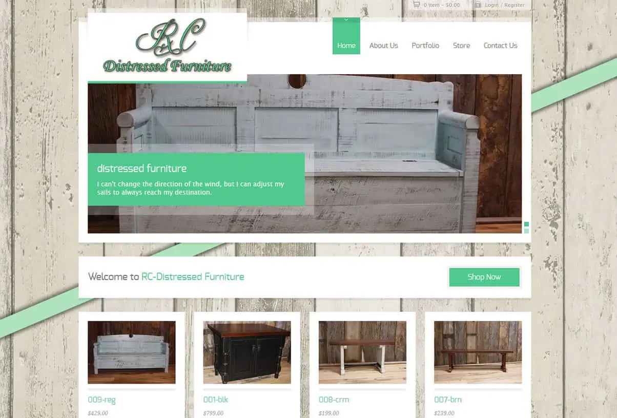 RC Distressed Furniture — live site screenshot