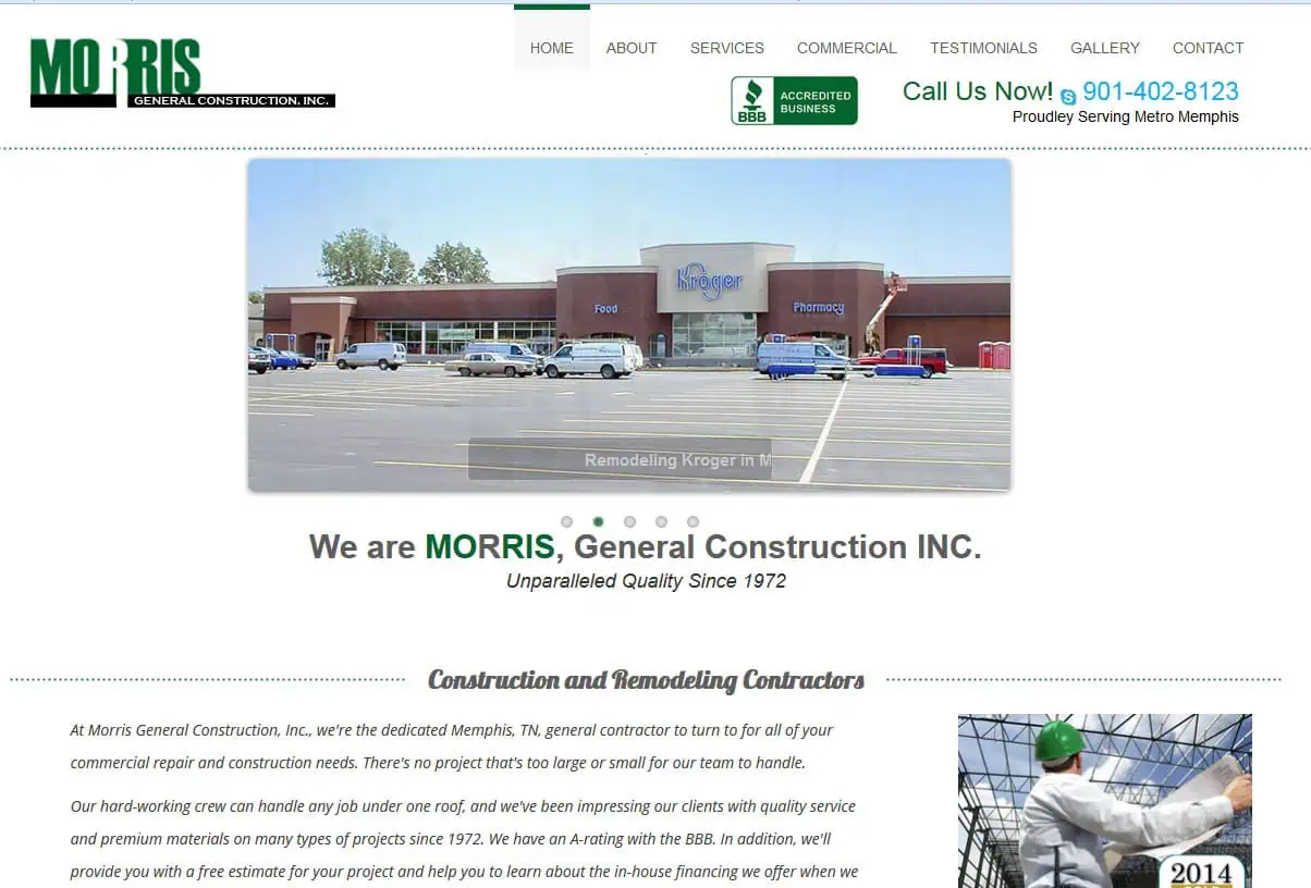 Morris General Construction — live site screenshot