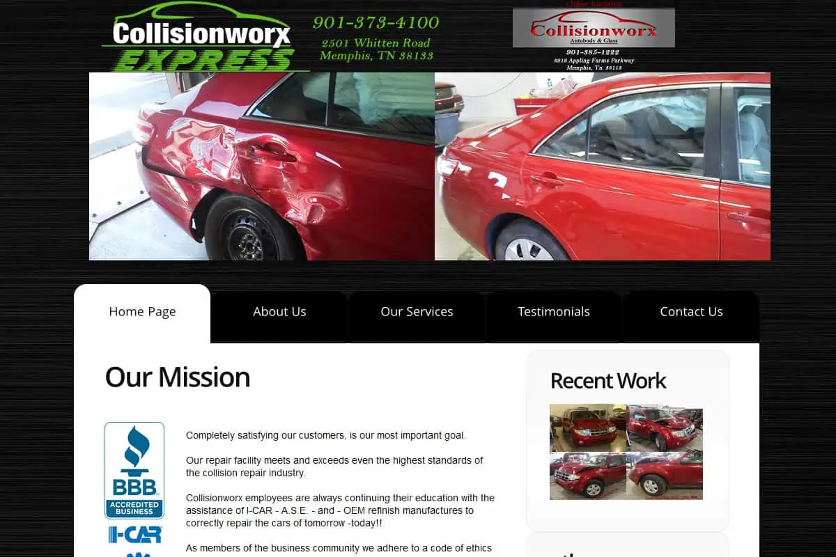 The Original Collisionworx — live site screenshot
