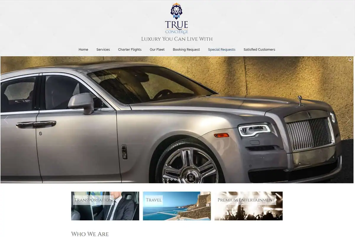 True Concierge — live site screenshot