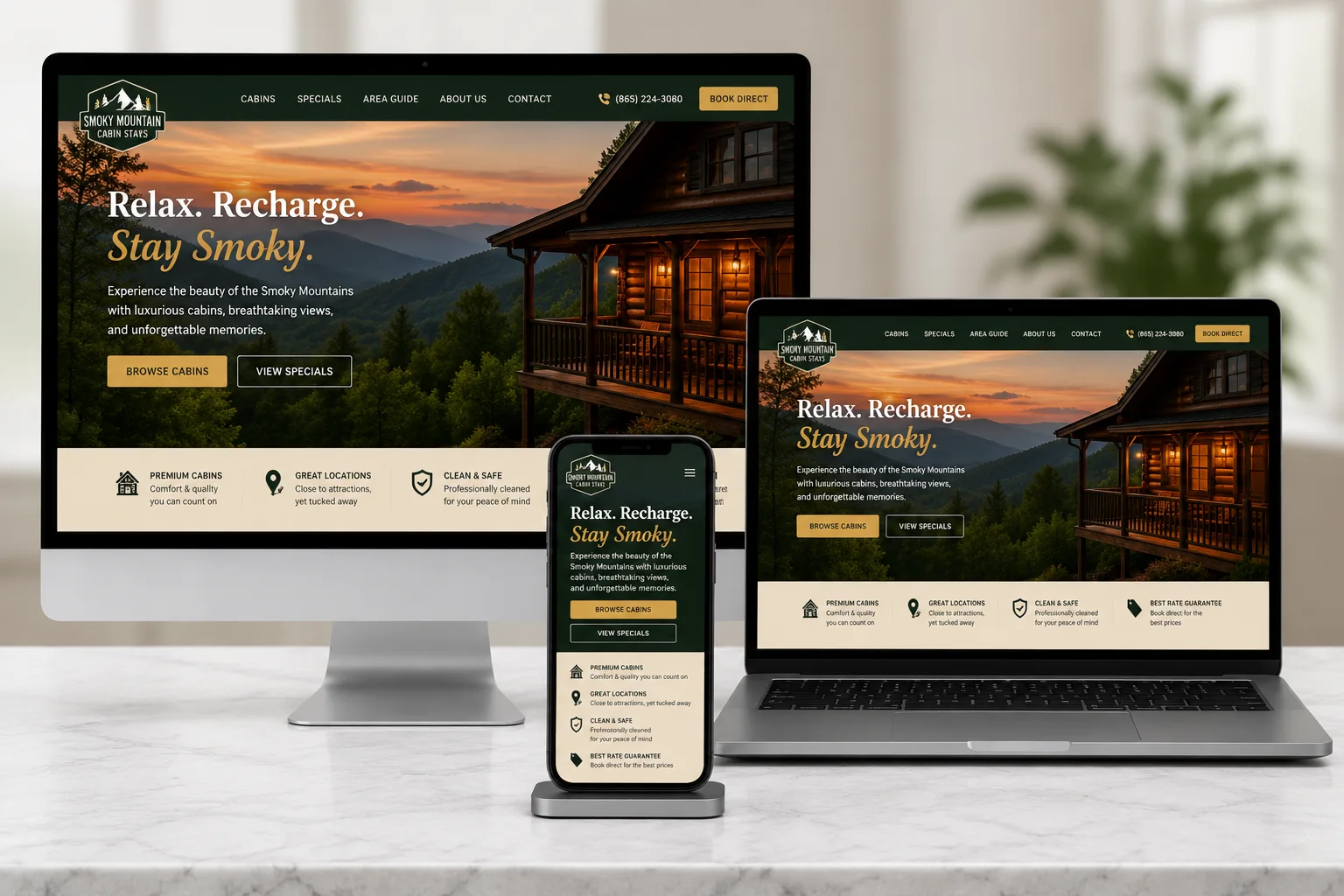 Smoky Mountain Cabin Stay website preview